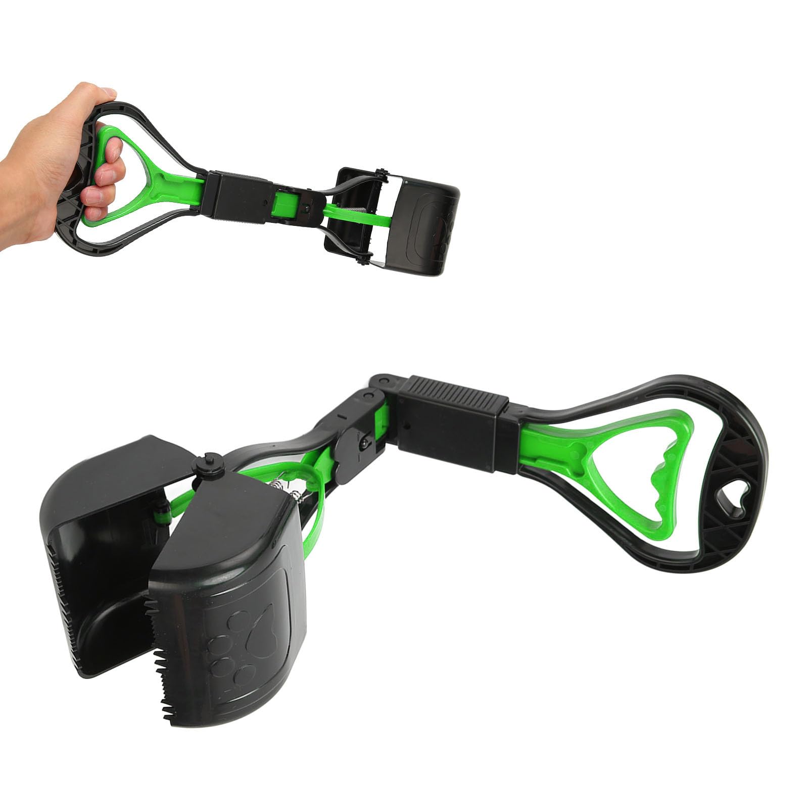 Topiky Pet Pooper Scooper, Foldable Poop Scooper for Large and Small Dogs, Portable Long Handle Dog Poop Scooper for Yard, Grass, Dirt, Gravel, High Strength Durable (Green)