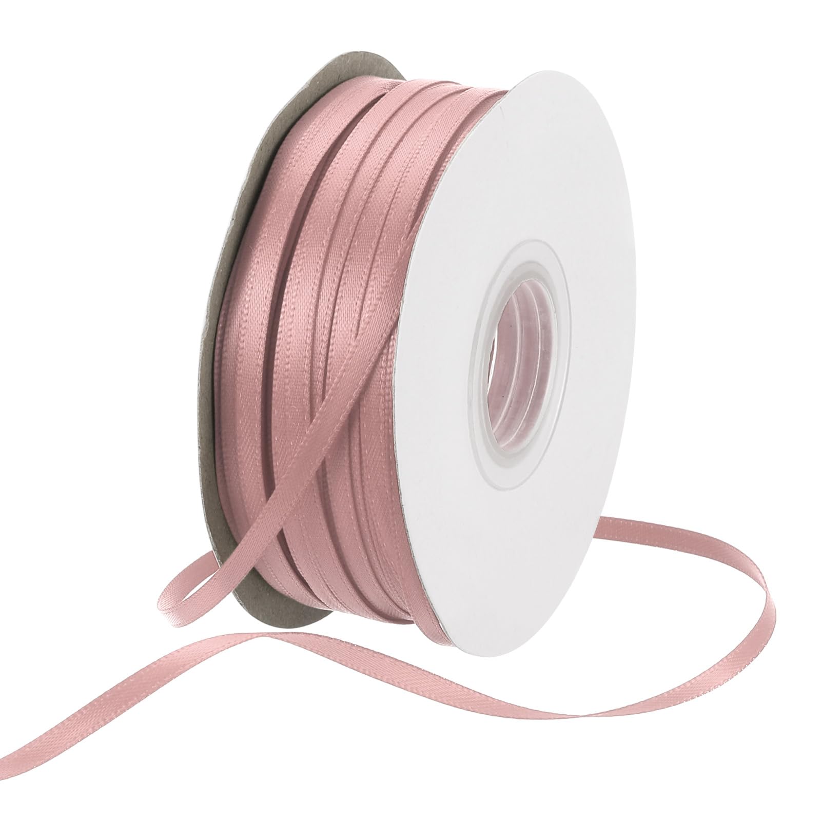 Rebower 3mm Satin Ribbon 91m Thick Double Face Grosgrain Silk Ribbon, [for Gift Wrapping, Hair Bows, Wedding, Cake, Flower] - 100 Yard/300ft/ Rose Pink