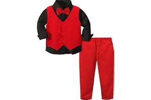 A&J DESIGN 4pcs Baby & Toddler Suit, 12 Months - 5T, Shirt & Pants & Vest & Bow Tie