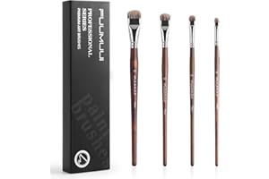 Fuumuui Professional Paint Brush Set, 4Pcs Natural Badger Hair with Filbert Shape Blending Mop Oil Paint Brushes for Acrylic 