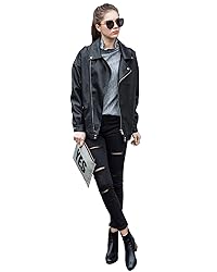 LY VAREY LIN Women Faux Leather Jacket Lapel Collar