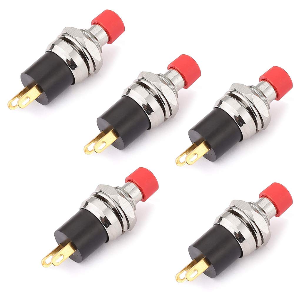 CLDIY Self Locking SPST Locking Type Dash ON/OFF Pressure Switch AC 250V / 3A Red Pack of 5