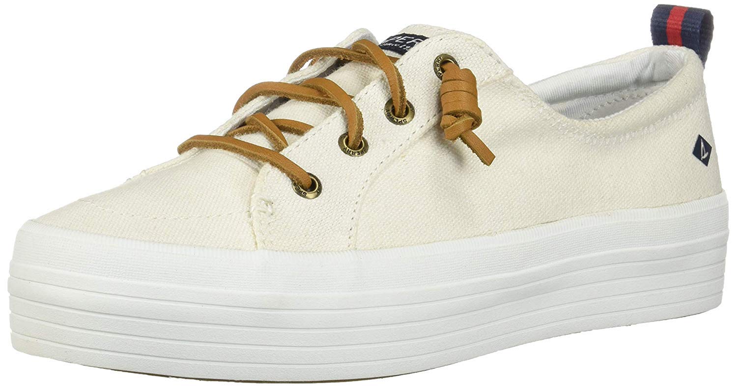 Sperry Women’s Crest Vibe Platform Canvas Sneaker, White, 7 M US