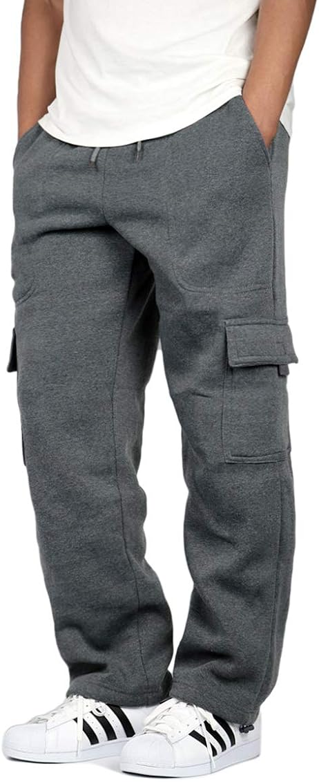 URBANJ Men's Fleece Cargo Sweatpants 