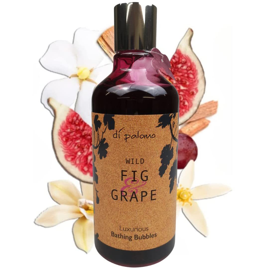 Di Palomo Vegan Wild Fig & Grape Luxury Bathing Bubbles 300ml. Foaming Bubble Bath. Luxury Shower Gel & Body Wash with Nourishing Skin Care. Bath Foam Gifts for Her. Vegan Relaxation Gifts for Women.