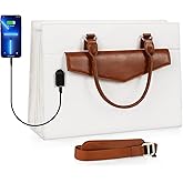Laptop Tote Bag for Women, 17 Inch Laptop Bag Waterproof Leather Computer Tote, Large Work Bag with USB Charging Port, Womens Briefcase Business Office Work Handbag