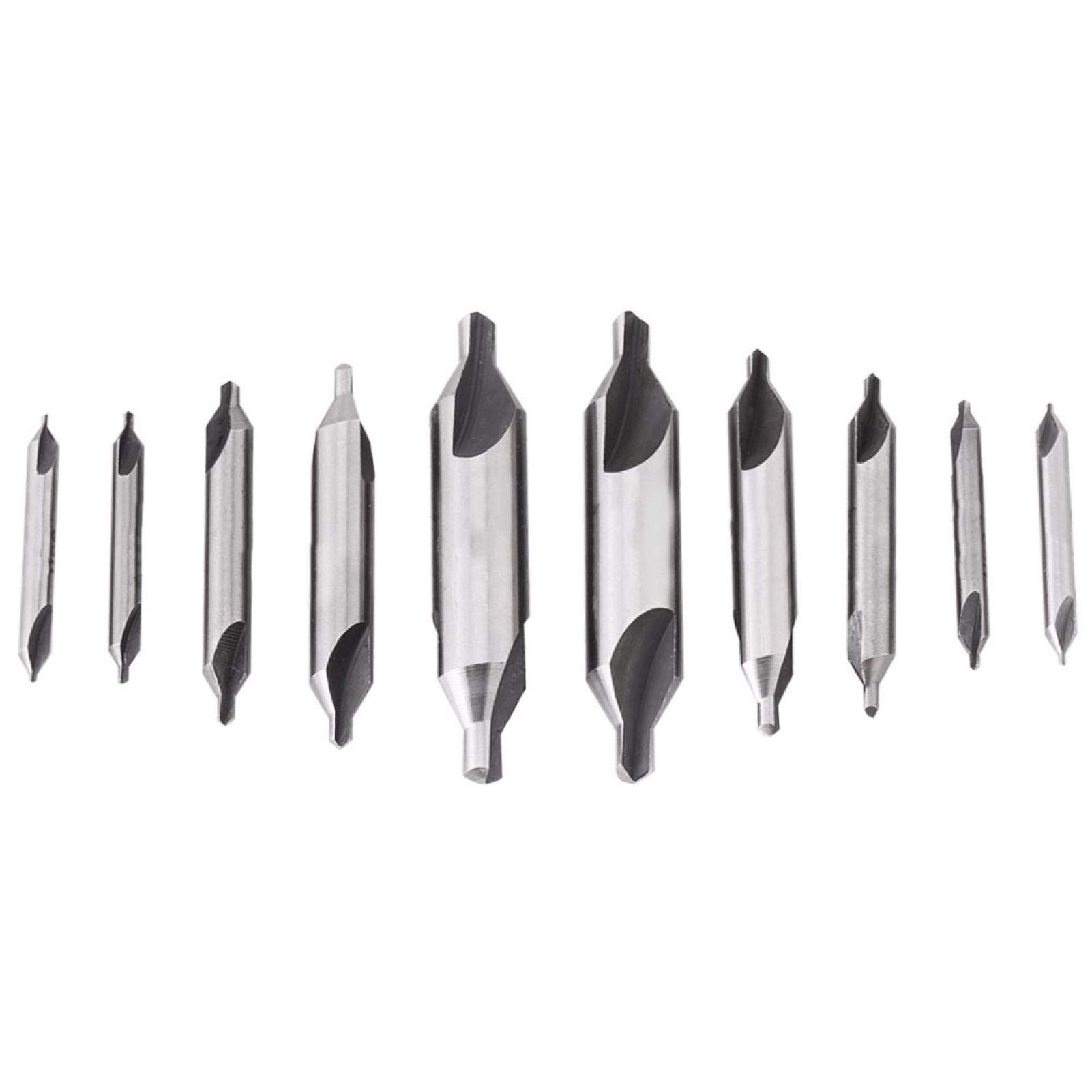 Pack of 10 Composite Center Drill Center Drill Combination Countersunk Bit Lathe and Milling Cutter Tool Set