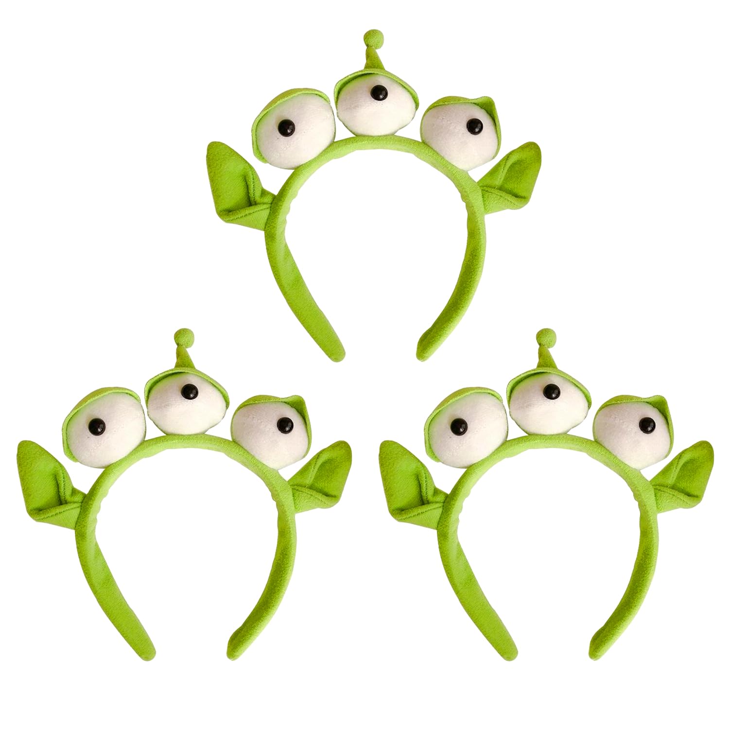 RmKbe 3pcs Plush Three-Eyed Funny Anime Hairpin Green Monster Alien Headband for Face Wash Makeup