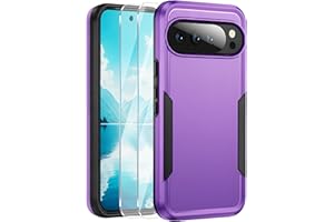 Lokyoo for Google Pixel 10/10 Pro Case+ 2 Packs Screen Protector, 2 in 1 Hard PC + Soft TPU Heavy Duty Protection, Anti-Drop 