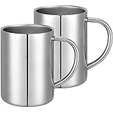 luvtree 400ml Insulated 304 Stainless Steel Coffee Mug, Double-Wall Vacuum Travel Tumbler, Shatterproof for Camping, Office, and Outdoor - Durable, Perfect for Hot and Cold Drinks (Set of 2)
