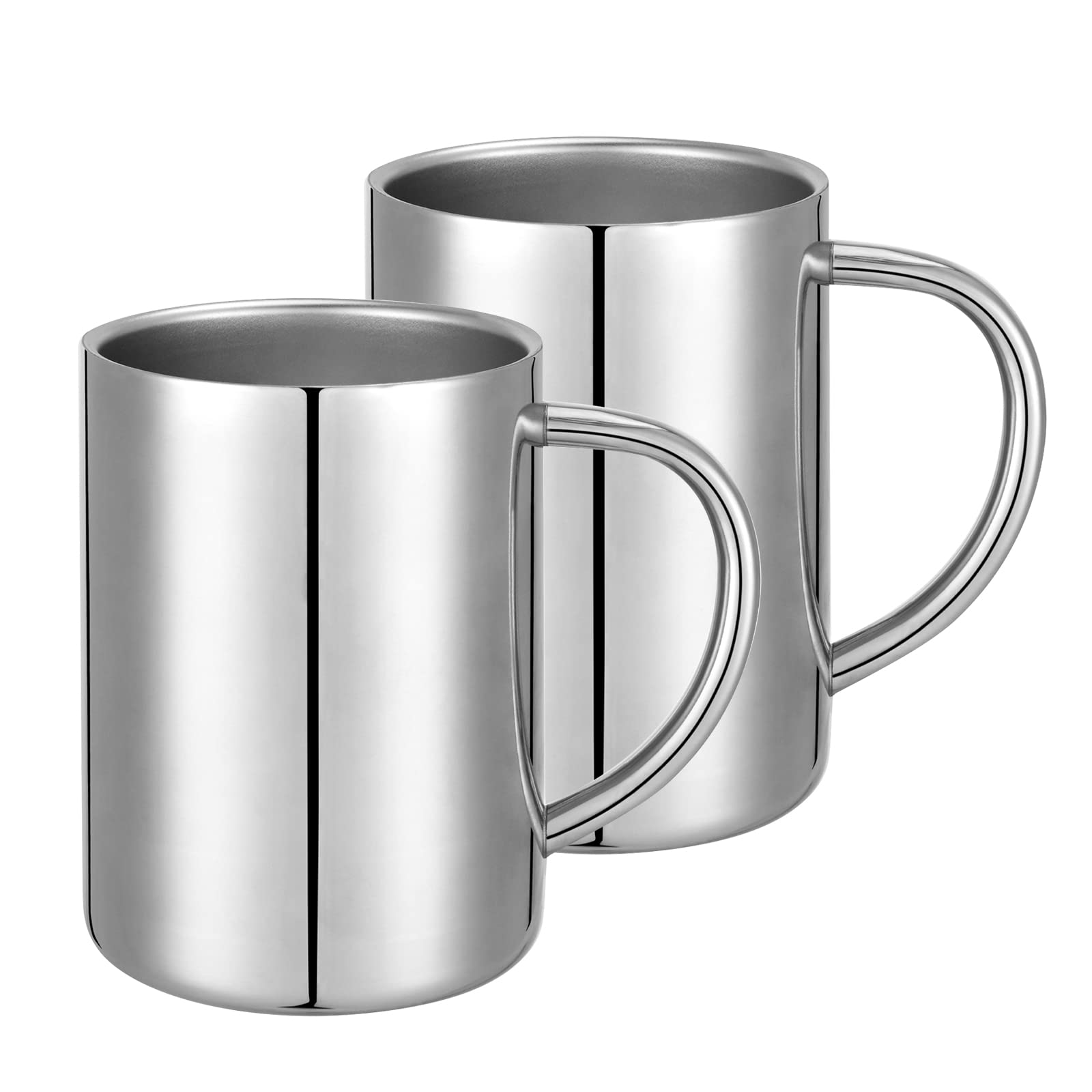 luvtree 2-Pack 400ml Stainless Steel Double Wall Insulated Mug with Handle Suitable for Hot and Cold Beverages Such as Milk/Coffee/Juice/Tea,Dishwasher Safe