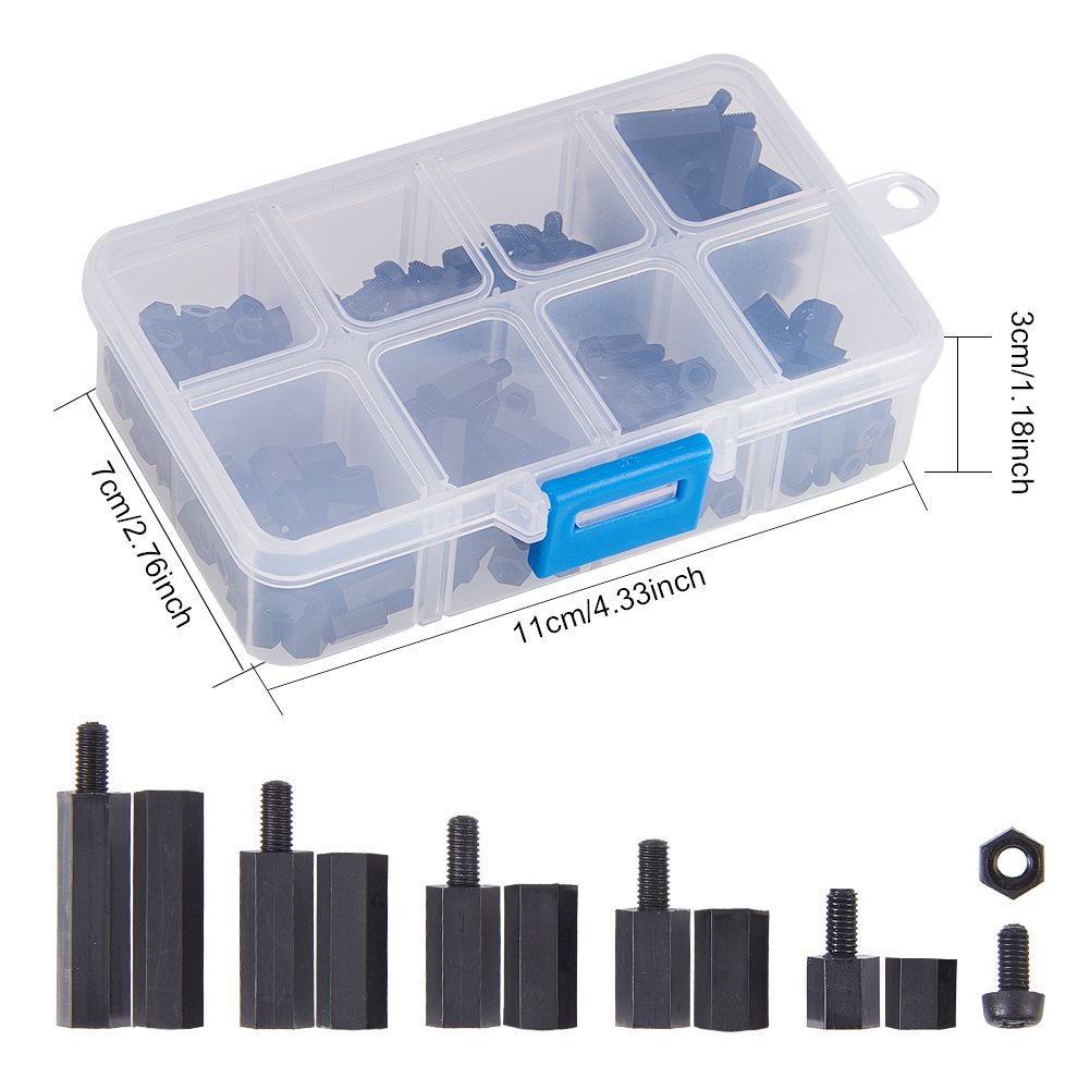 Kit Distanziali Esagonali M3 Nylon Nero – 180 Pezzi Dado Vite Assortito Stand Off - Foto 4