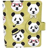 Shag Wear Women's PU Vegan Leather Colorful Slim Trendy Small Bifold Wallet with 4 Credit Card Slots, 1 Zippered Coin Pocket, and Clear ID Window (Panda Repeat, Lime Green)