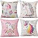 HL HLPPC Unicorn Pink Pillow Covers Square 18 x 18 Inches Cotton Linen Cushion Cover Perfect for Home Decorative