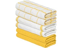 Artoid Mode Ring Spun Cotton Yellow Kitchen Dish Towels, 15x25 Inch Ultra Soft Absorbent Quick Drying Household Cleaning Tea 