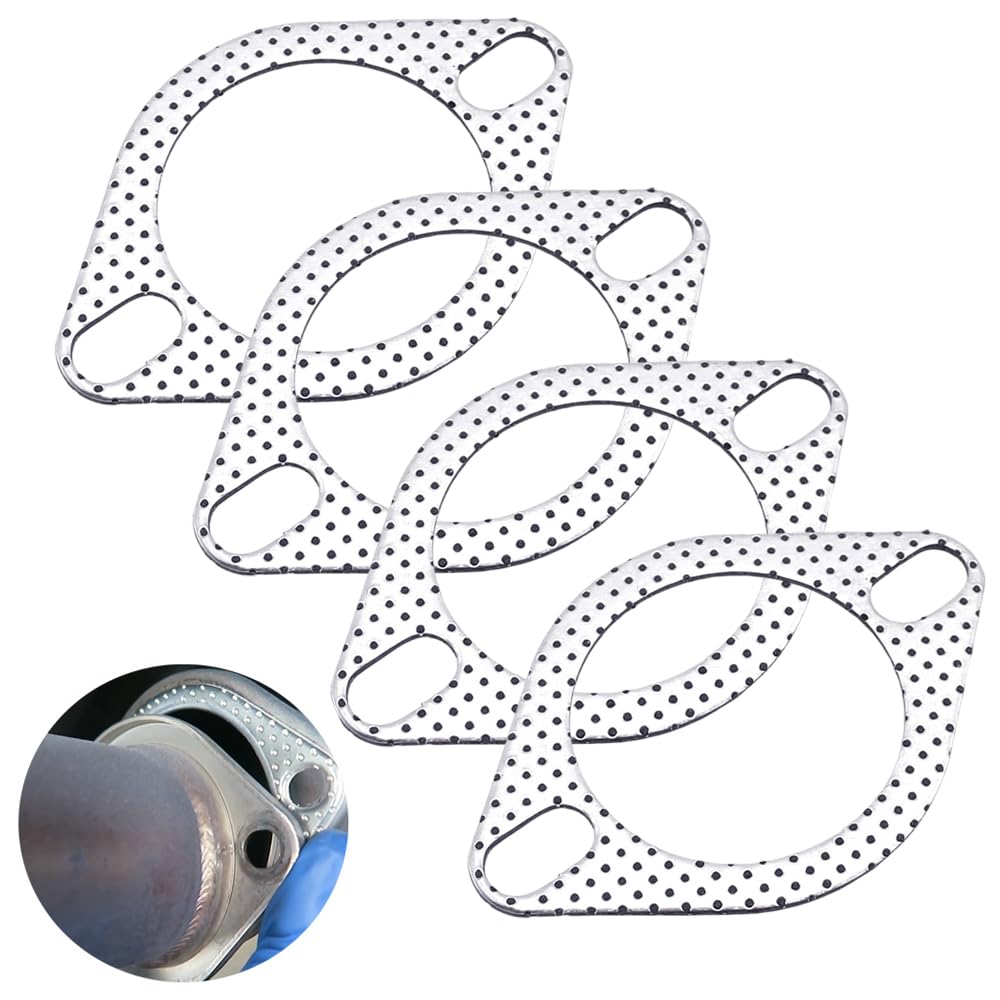 LOYELEY マフラーガスケット 4枚入り 厚さ2mm フランジガスケット ターボガスケット 排気ガスケット 金属リング 強化リング 高温耐性 セラミック エンジン カバー ガスケット汎用 マフラーオートバイ用 (51mm) の商品画像
