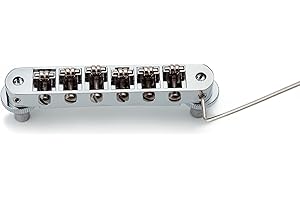 Guyker Tune-O-Matic Roller Saddle Bridge - String Space 10.5mm Guitar Bridges with Post Hole 4.2mm Replacement Compatible with Les Paul LP SG 6 String Electric Guitar GM015, Chrome