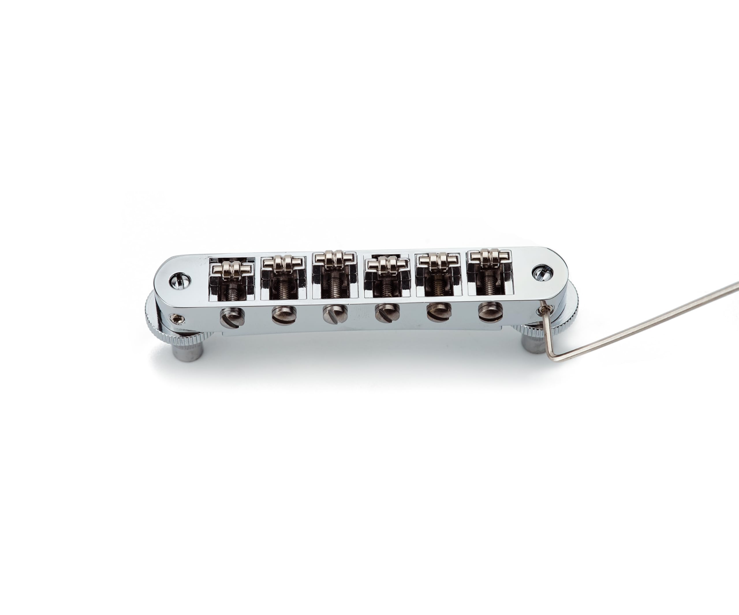 Guyker Tune-O-Matic Roller Saddle Bridge - String Space 10.5mm Guitar Bridges with Post Hole 4.2mm Replacement Compatible with Les Paul LP SG 6 String Electric Guitar GM015, Chrome