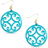 ZENZII Circle Scroll Acrylic Resin Earrings for Women Statement Teen Melamine Pattern Acetate Drop and Dangle Earring Fashion Jewelry
