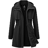 wantdo Women's Lightweight Rain Jackets Waterproof Long Raincoats with Hood Trench Coats Windbreaker