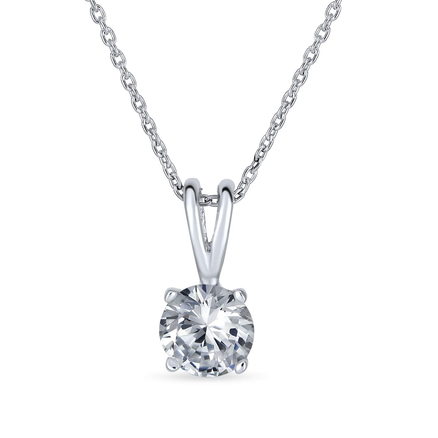 Bling Jewelry Bridal AAA CZ Solitaire Round Clear Cubic Zirconia Pendant Necklace For Women Teens .925 Sterling Silver — image 1