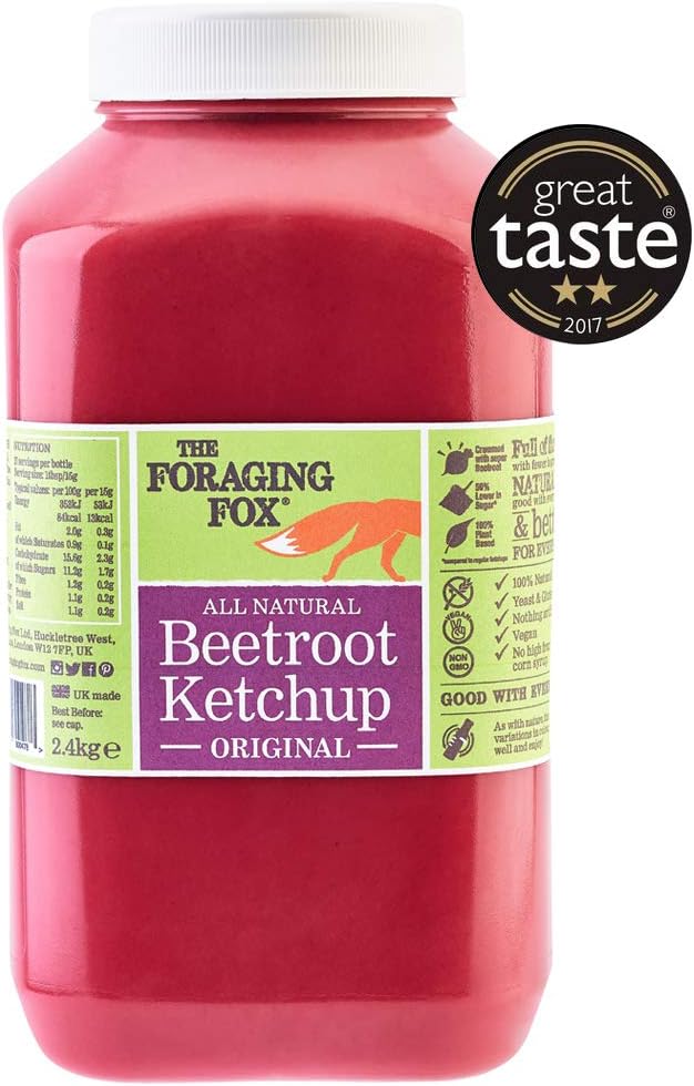 The Foraging Fox Beetroot Ketchup - Original Flavour - 2.4Kg - 100% Natural, No Artificial Flavours, Made with Quality Beetroot, Catering and Food Service