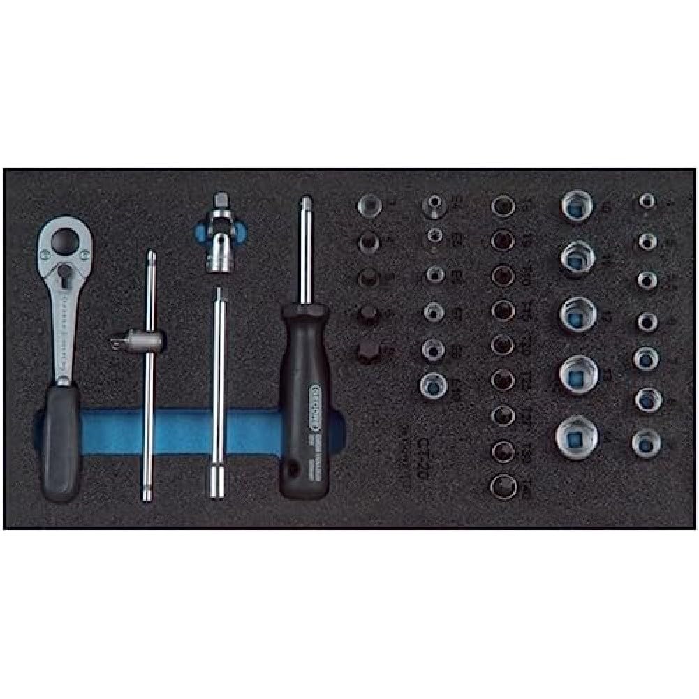 Gedore 1500CT1-20 1/3 mm Check-Tool-Module Socket with 1/4 mm Wrench Bit - Silver