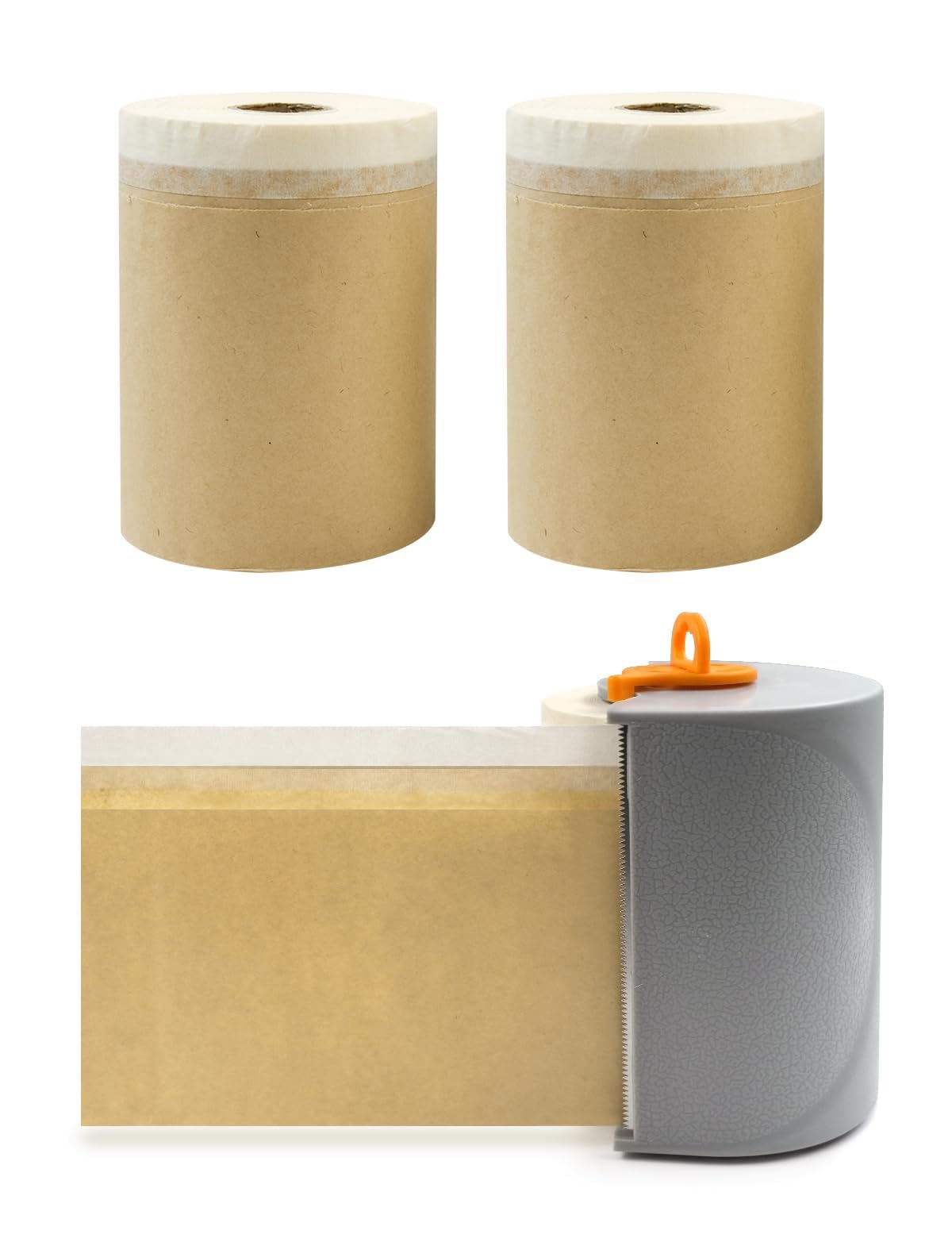 ROLLINGDOG Pre-Taped Masking Paper - Drop Dust Sheets Rolls 18cm x 25m (3 Pack) with Additional Easy Tear Dispenser