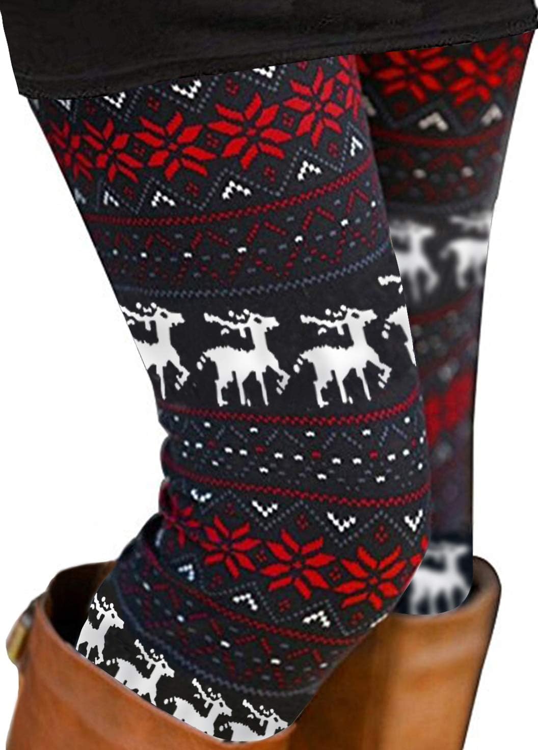 Uaderize Womens Ultra Soft Brushed Christmas Leggings Pants Ankle Length XS-5XL