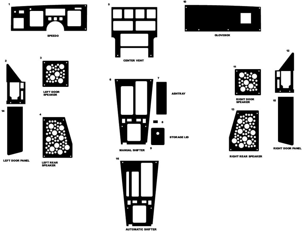 Rvinyl Rdash Dash Kit Decal Trim for Chevrolet Corvette 1984-1989 - Wood Grain (Burlwood Honey)