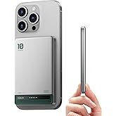 Kuulaa 10000mAh MagSafe Battery Pack, 0.51in Ultra Slim Magnetic Power Bank with LED Indicator, 20W PD USB-C Fast Charging Portable Charger for iPhone 17/16/15/14/13/12, Silver