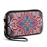 Unisex Portable Washable Travel All Smartphone Wristlets Bag Clutch Wallets, Change Purse,Pencil Bag,Cosmetic Bag Pouch Coin Purse Zipper Change Holder With Strap (Colorful Flowers)