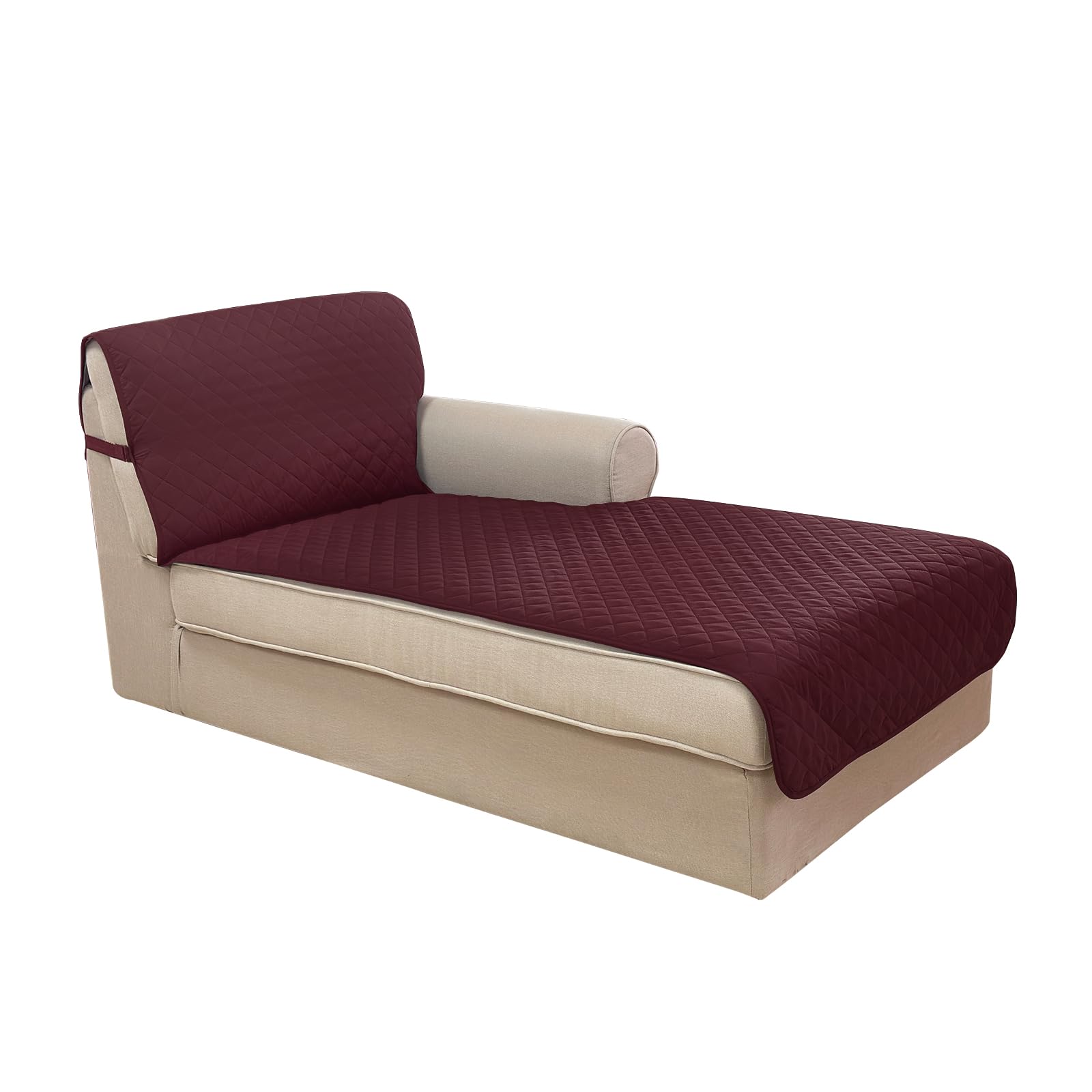 Photo 1 of U-NICE HOME Sectional Couch Cover for Dogs Chaise Lounge Reversible Sofa Cover Furniture Protector Cover for Pets with Elastic Adjustable Strap (Chaise Lounge, Burgundy/Tan)