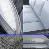 EVRE Malaga Outdoor Rattan Garden Furniture Set Grey with Glass Coffee Table view 6