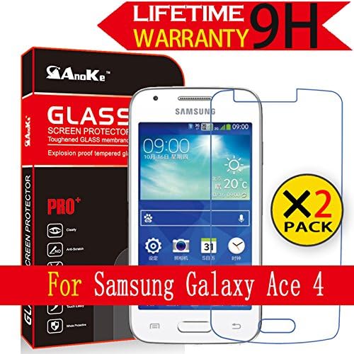 Galaxy Ace 4 Glass Screen Protector, [2 Pack] AnoKe [Lifetime Warranty](0.3mm 9H 2.5D) Best Tempered Glass Screen Protector Film Shield Guard For Samsung Galaxy Ace 4 G313M Glass 2Pack