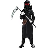 Onory Halloween Costumes for Kids Grim Reaper Costume for Boys Set Scary Ghost Cosplay Outfit Halloween Party Favors