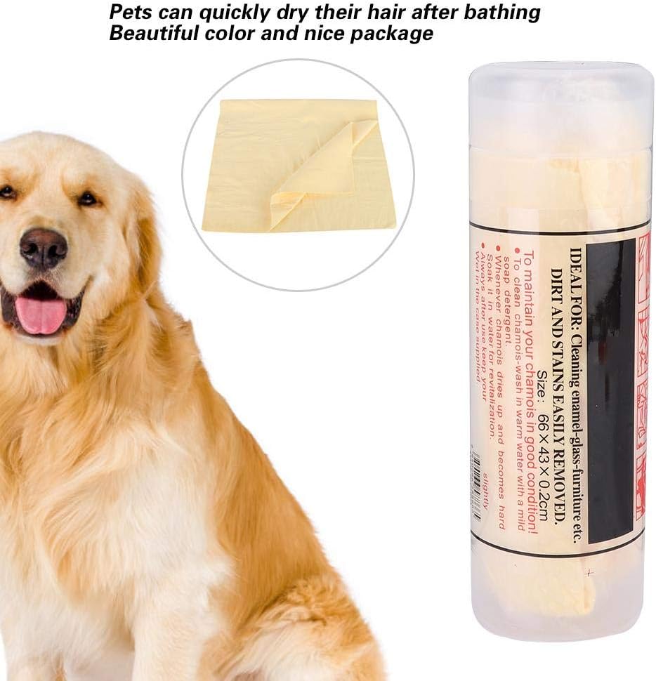 GOTOTOP Chamois Cloth for Pet Dogs Cats Pet Soft Bath Shower Towel Super Absorbent Drying Clean Towel for Car Hair Furniture(Yellow) - Image 3