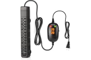 HiTauing Aquarium Heater, 50W/100W/200W/300W/500W Submersible Fish Tank Heater with Over-Temperature Protection and Automatic Power-Off When Leaving Water for Saltwater and Freshwater