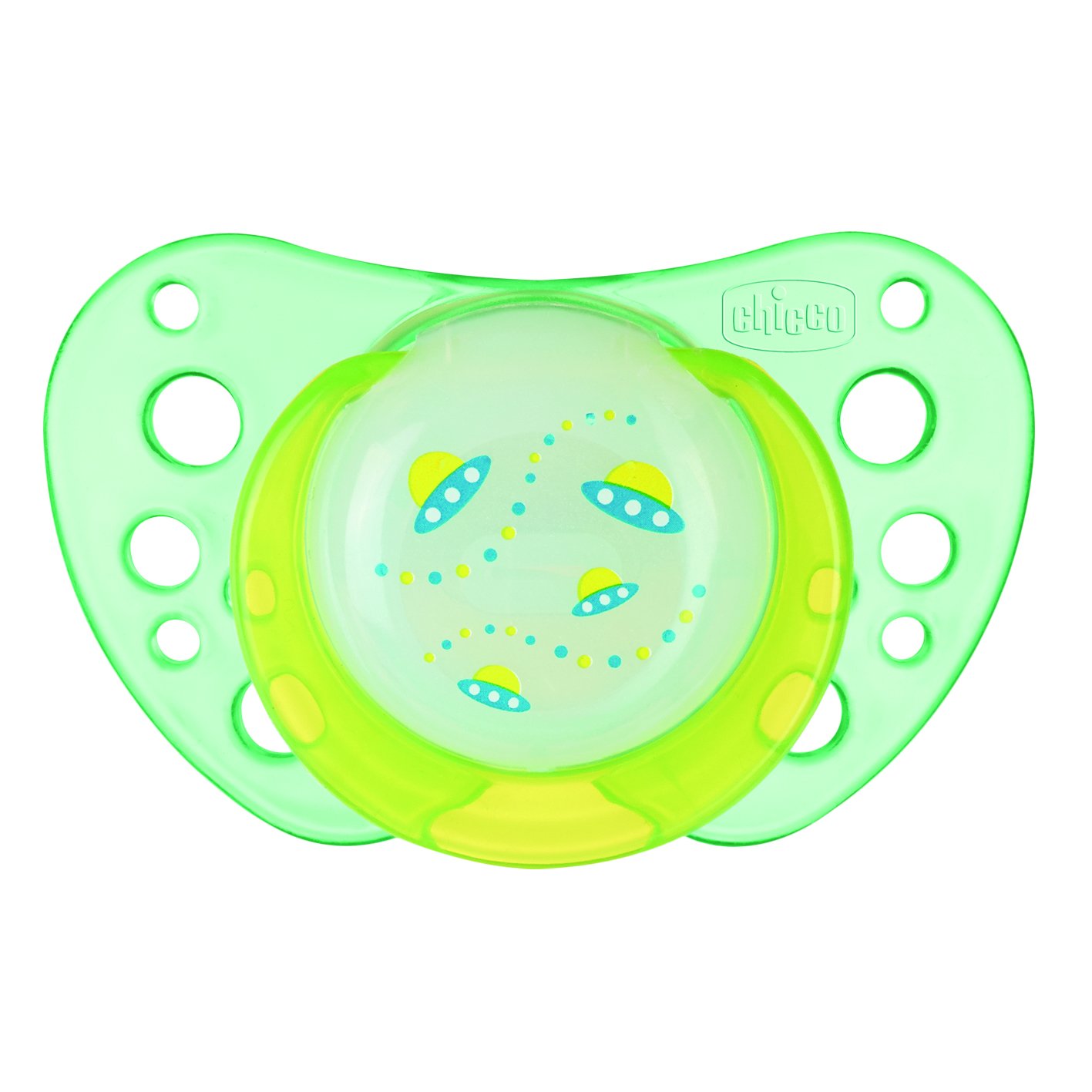 Chicco Physio Air Lumi Silicone Soother - 6 to 12 Months (2 Pieces, Multicolor)