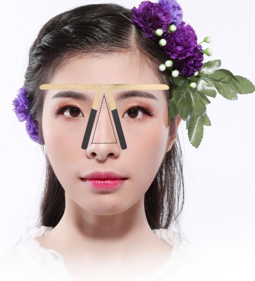 Tattoo Eyebrow Ruler Permanent Makeup Symmetrical Caliper Three-Point Positioning Grooming Shaper Reusable Measure Tool(Gold) - Image 3