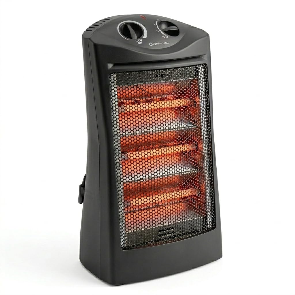 Photo 1 of **FOR PARTS ONLY/ NON-FUNCTIONAL** Comfort Zone Space Heaters for Indoor Use, Portable Electric Heater, Adjustable Thermostat, Infrared Heat, Quartz Tower Space Heater with 2 Heat Settings, Bedroom Heater, Black
