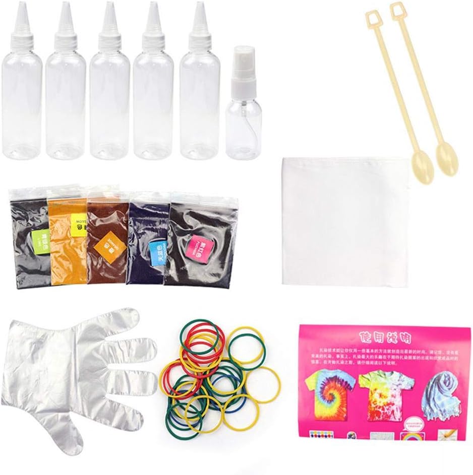 PW TOOLS Tie Dye Kit 5 Color Fabric Tie-Dye Kit Non-toxic DIY Graffiti Pigment for Kids, Adults