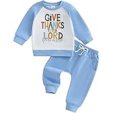 Fufuriprefer Baby Boy Fall Clothes Toddler Thanksgiving Outfit Letter Color Block Long Sleeve Sweatshirt + Joggers Pant Set