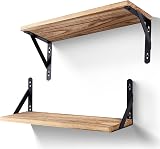 himaly Floating Shelves Set of 2 Rustic Wood Wall Shelves 16.5in
