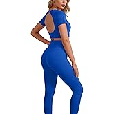 Workout Sets for Women Backless Top Legging Set Two Piece High Waisted Summer Pilates Yoga Clothes Gym Athletic Wear
