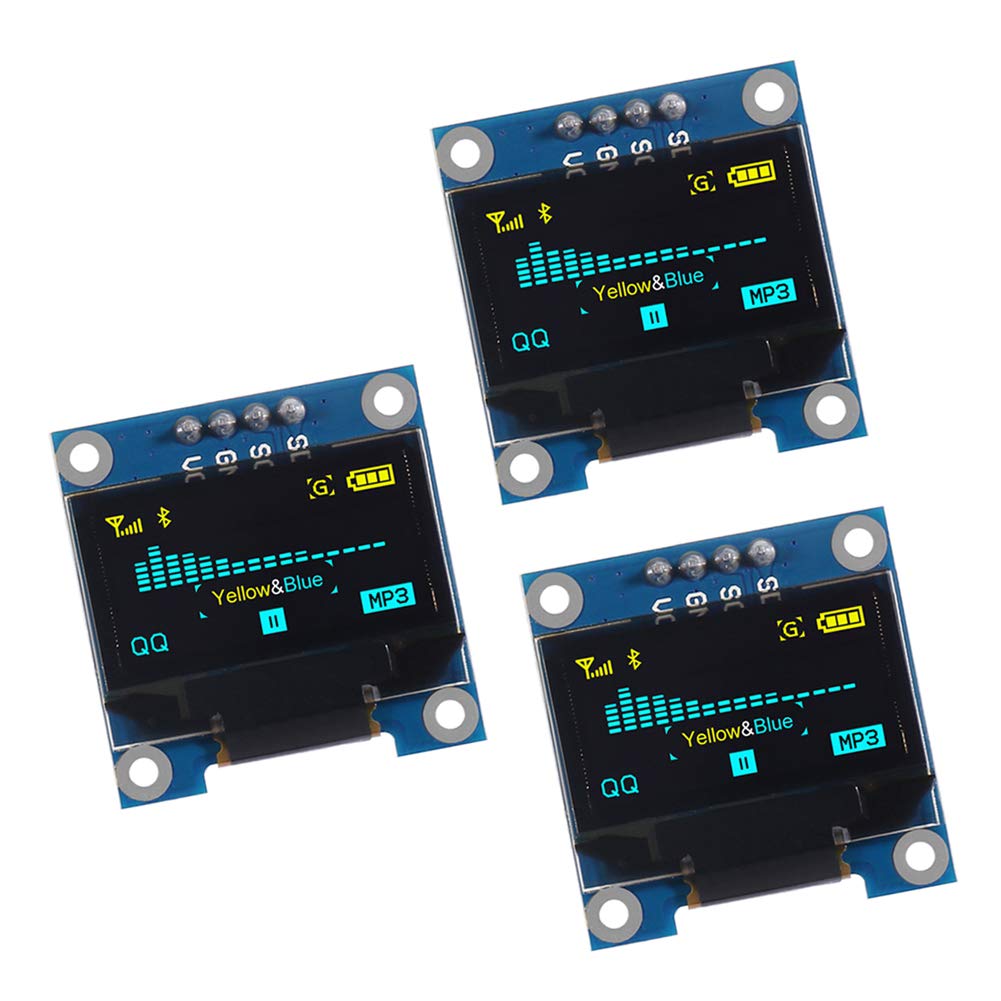 AITRIP 3 pcs 0.96 OLED Display Module IIC 128 x 64 Pixel 12864 OLED Yellow Blue I2C 0.96inch OLED Display IIC Serial with SSD1306 Chip for Arduino UNO Raspberry Pi (3PCS) (3PCS)