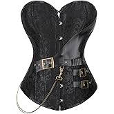 Grebrafan Brown Leather Steampunk Corset Bustier Plus Size