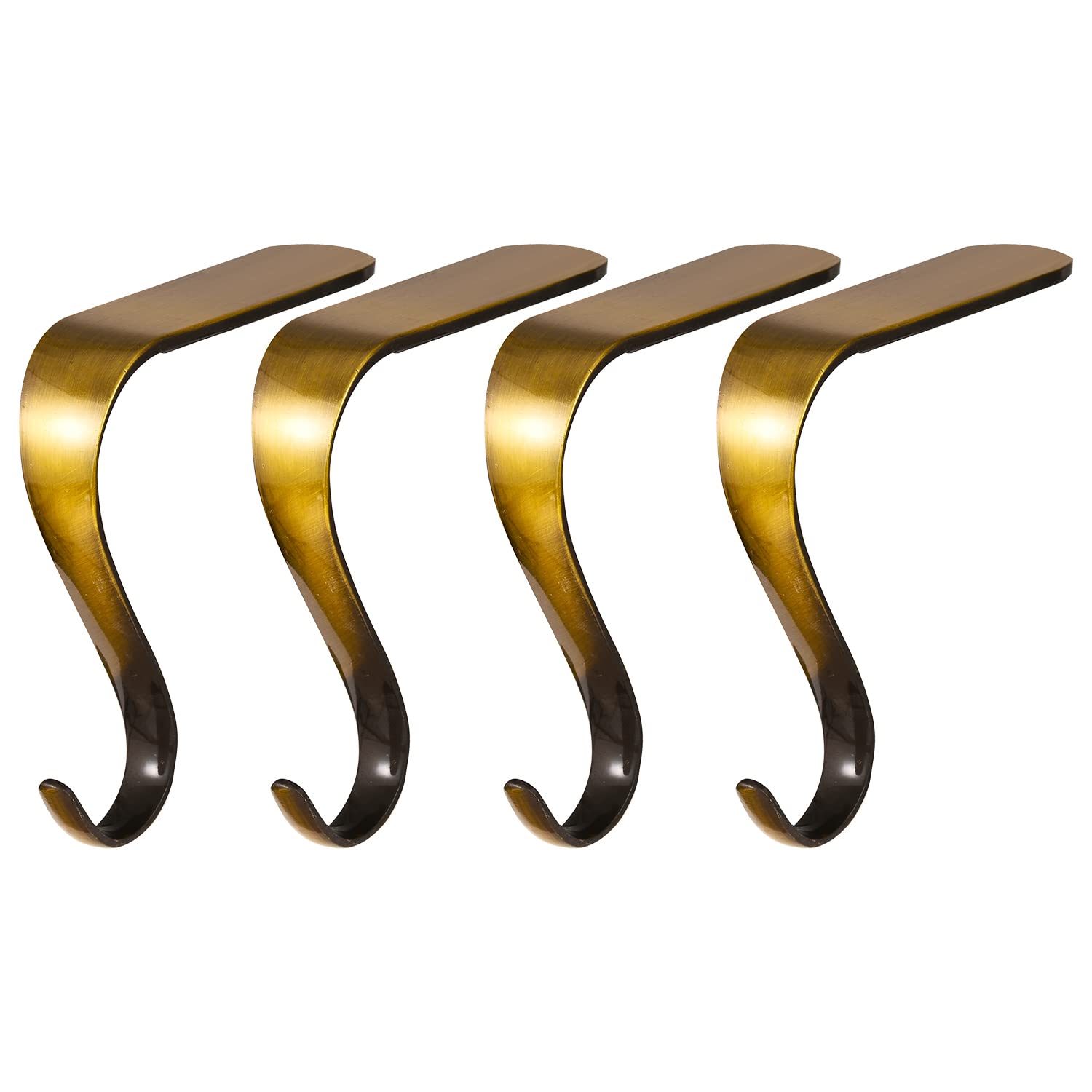 4 Pack Christmas Stocking Holders for Mantel Metal Stockings Hangers Shelf Fireplace Garland Mantle Grips Set Christmas Stockings Hanger Hook Clip for Christmas Party Decoration (4 pcs Bronze)