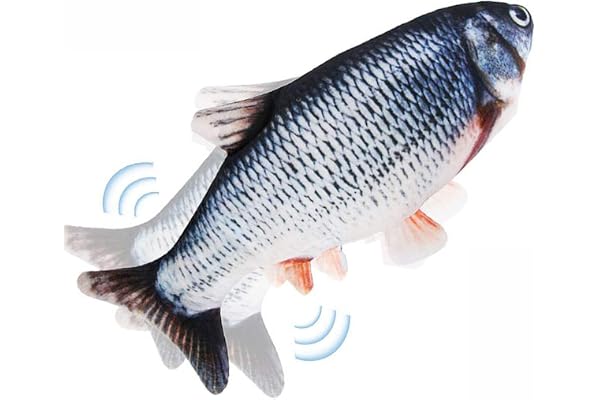 Cat Toys Fish for Indoor Cats - USB Floppy Fish Cat Dog Toy, Interactive Cat Toy with Catnip Bag, Realistic Moving Flippity F