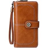 Movefad Women Leather Wallet Crossbody Shoulder Bag with Double Zipper and Mobile Phone Purse with Shoulder Strap